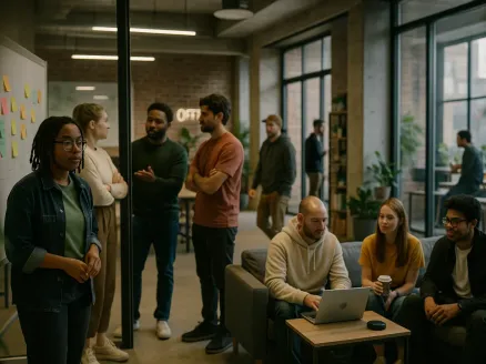 Equipe devant tableau